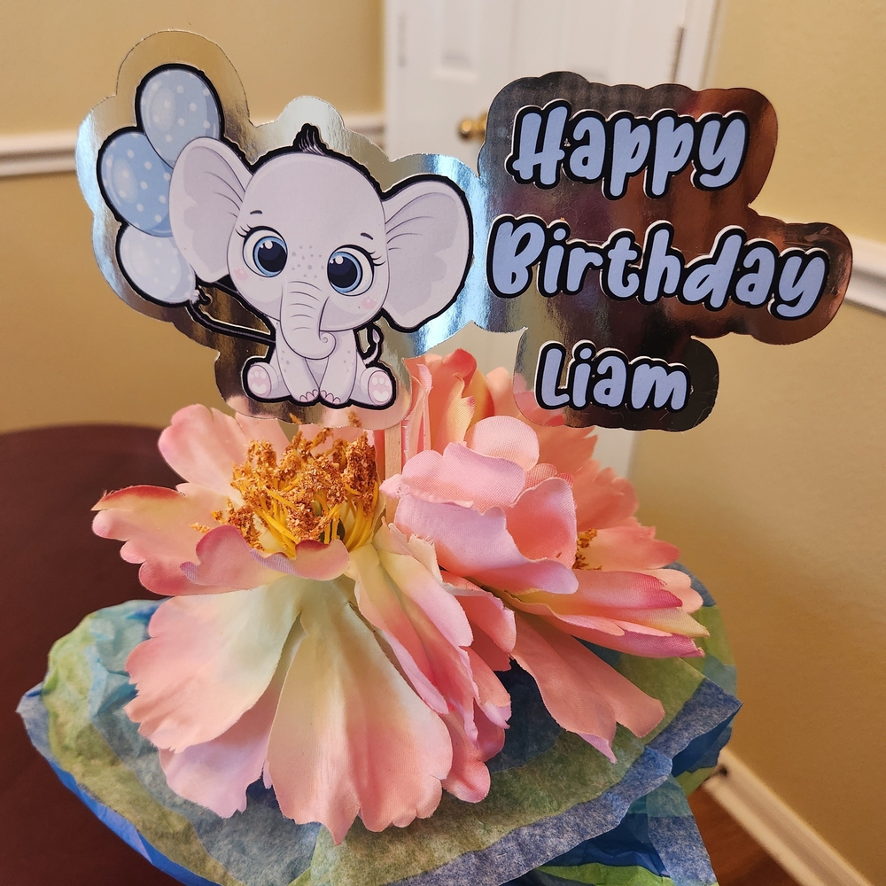 Custom Elephant Birthday Cake Topper